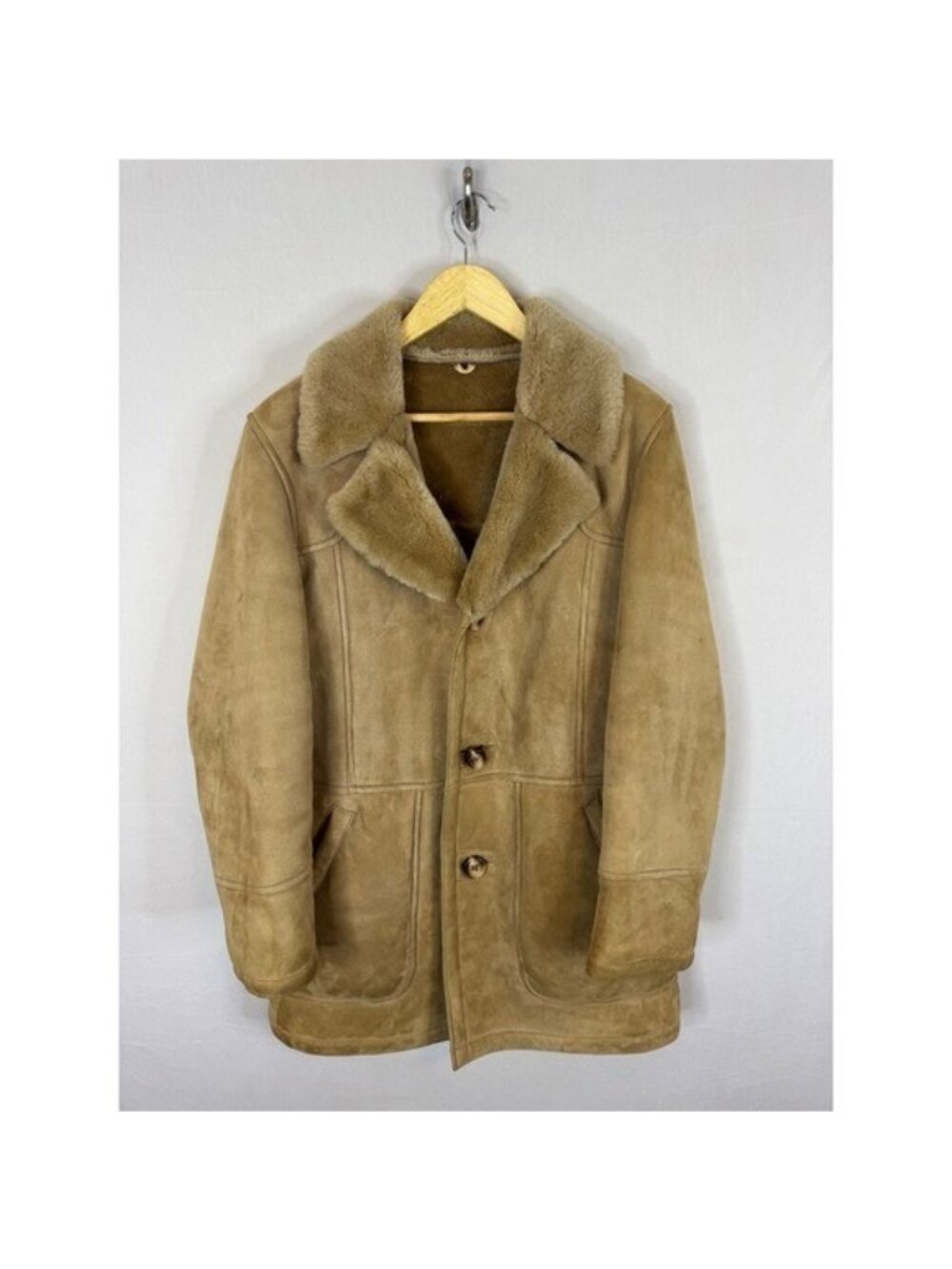 Vintage ID Rice Sportswear Shearling Coat Tan Suede Leather Jacket 40 Canada